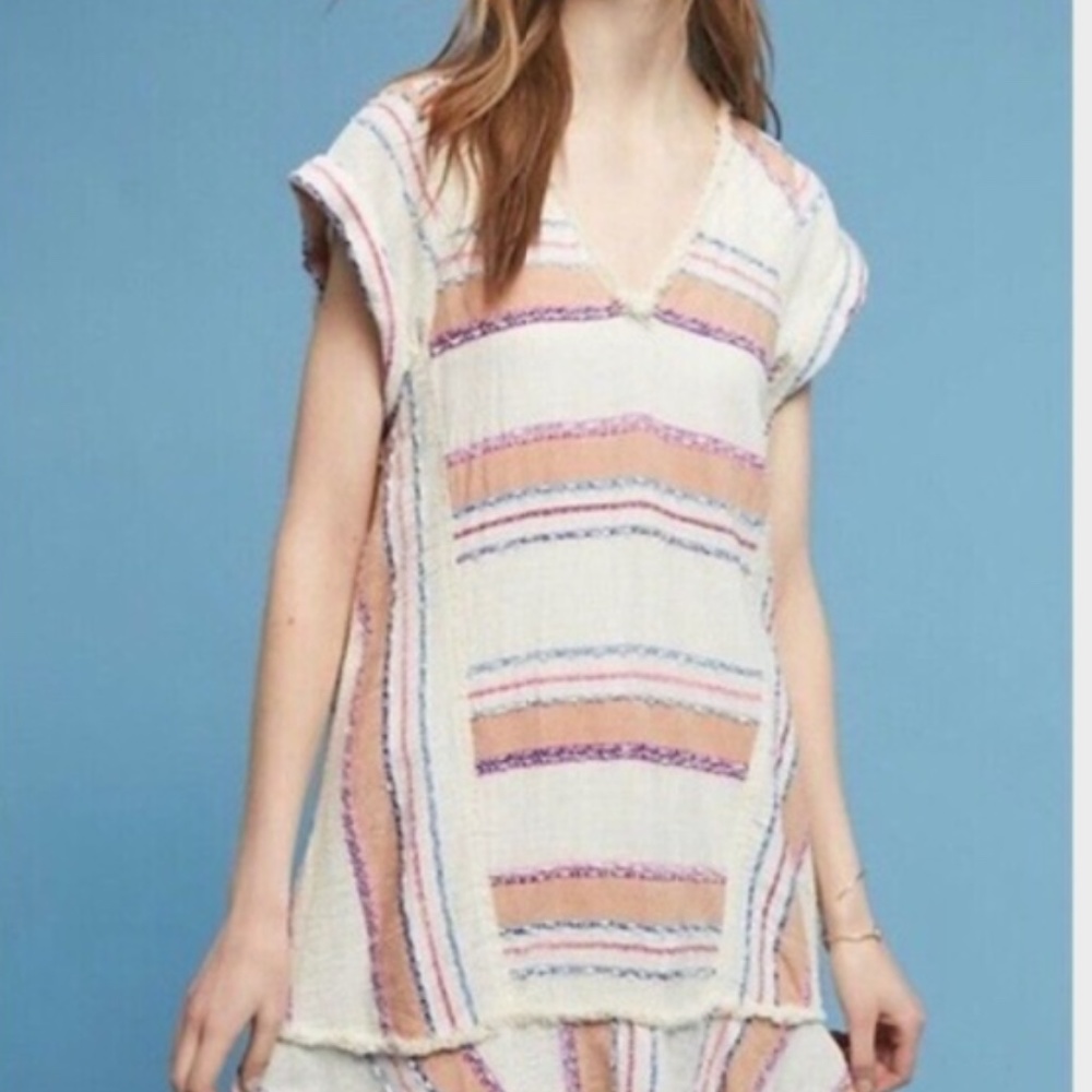 Anthropologie Cream and Pink Striped Dress